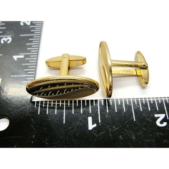 Foster Oval Wave Smooth & Rough Design Cufflinks Tux Shirt Dress Suit Vintage - Picture 6 of 10